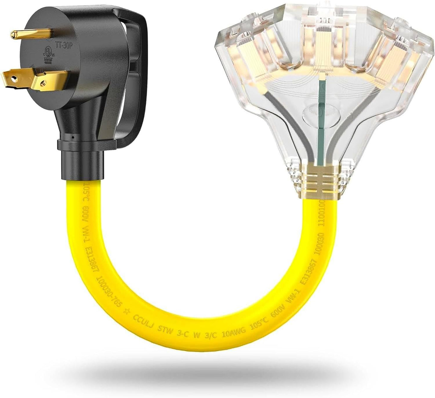 Adaptador RV 30A a 110V enchufe 15A NEMA TT-30P a 5-15R