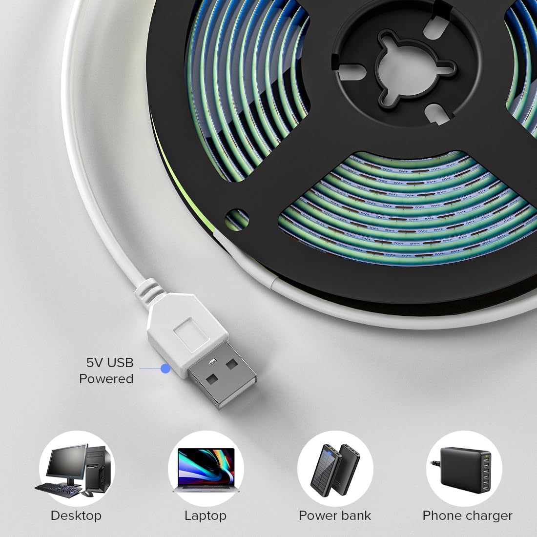 Tira LED USB 6.6pulg 640 LED para gabinete dormitorio