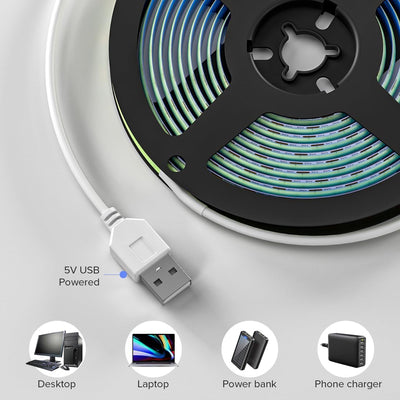 Tira LED USB 6.6pulg 640 LED para gabinete dormitorio