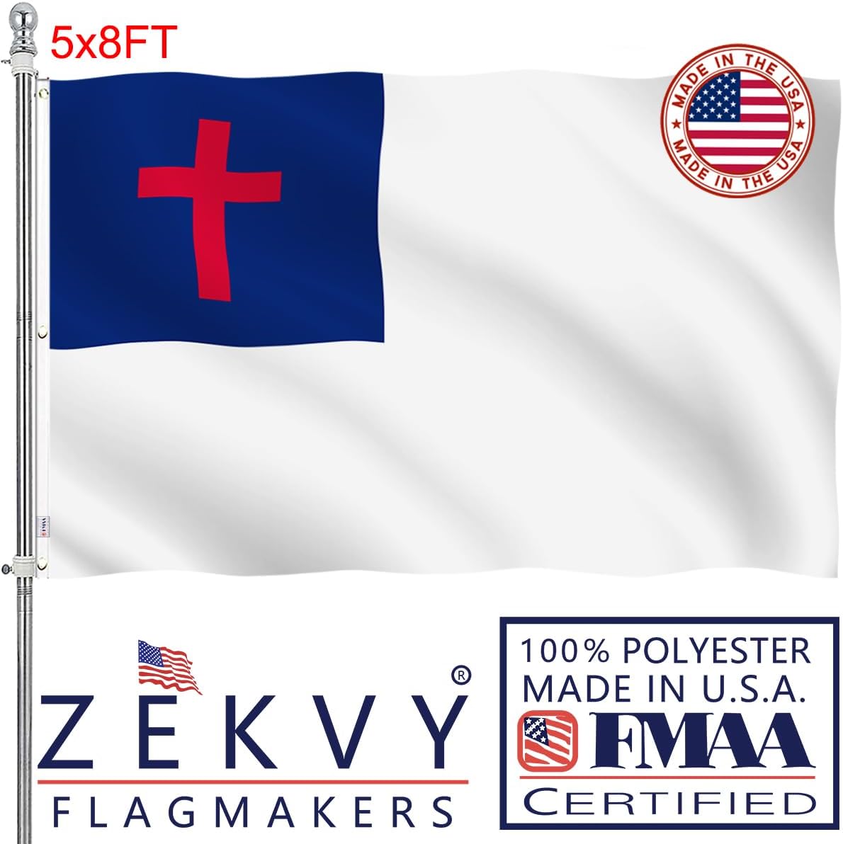 Bandera cristiana 5x8 doble cara resistente con ojales latón