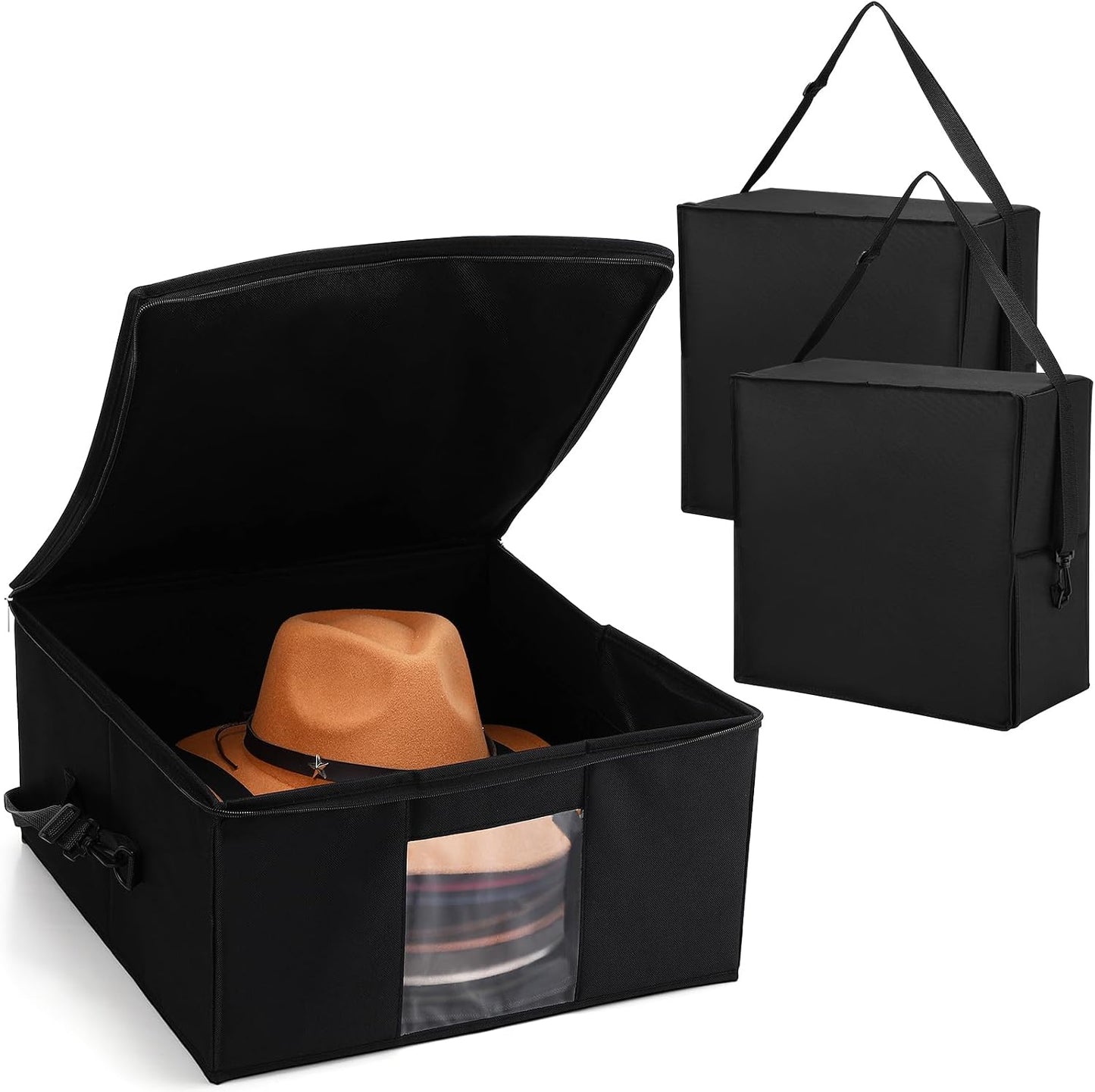 Caja almacenamiento sombreros organiz. apilable con tapas