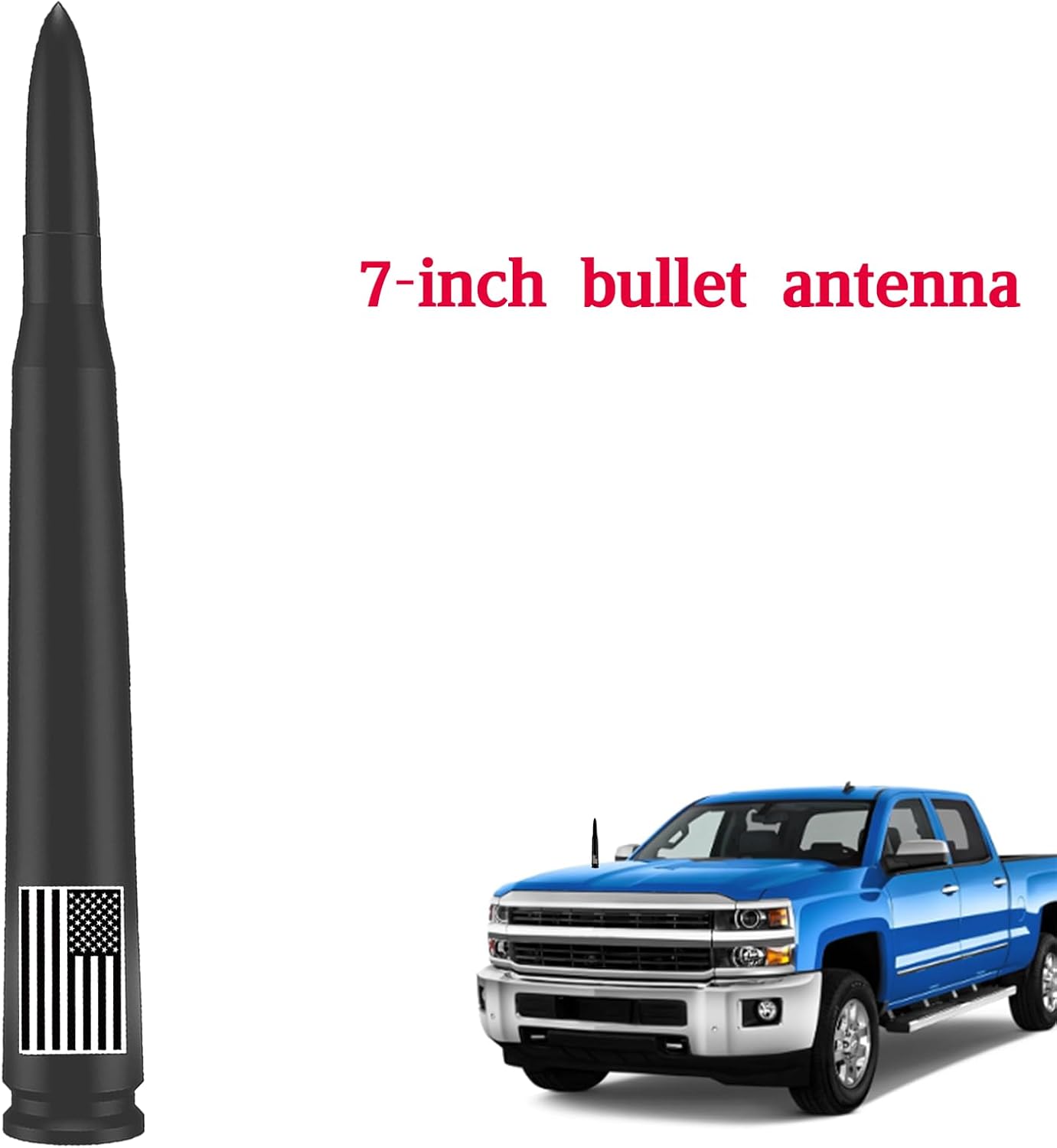 Antena bala camión accesorios 7pulg negro mate