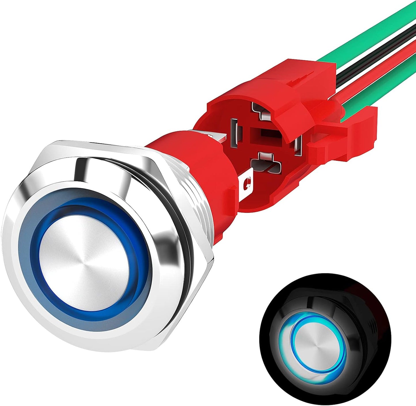 Interruptor botón 12V 20A impermeable para barco coche