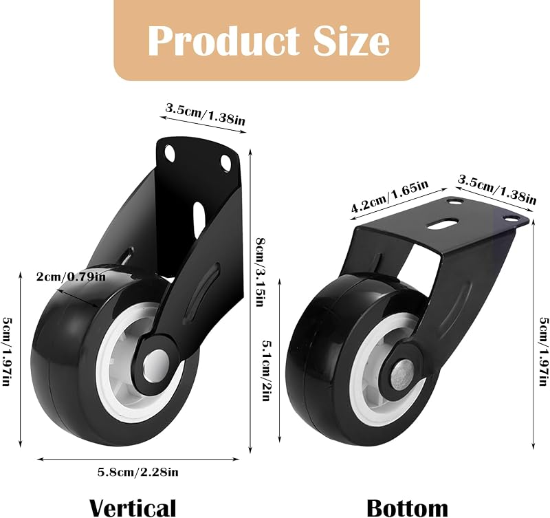 4 Ruedas Puerta 2pulg Madera Anti-hundimiento con Soporte