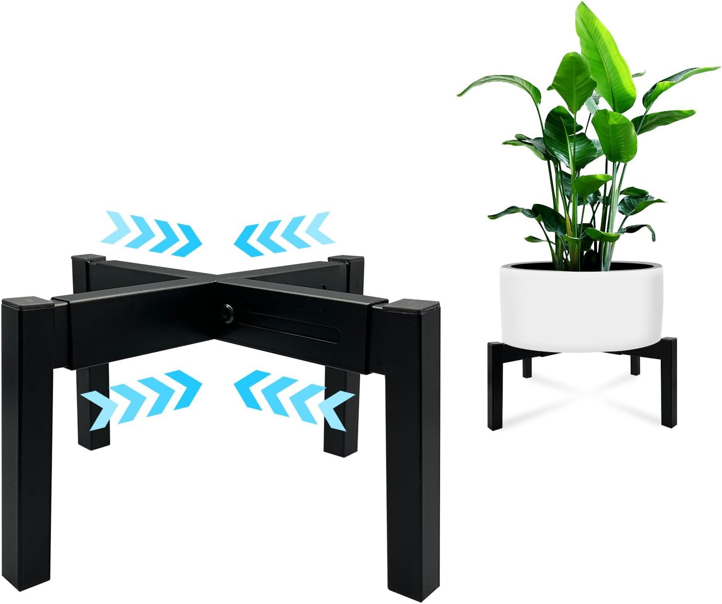 Soporte metal ajustable para macetas 10-16pulg negro
