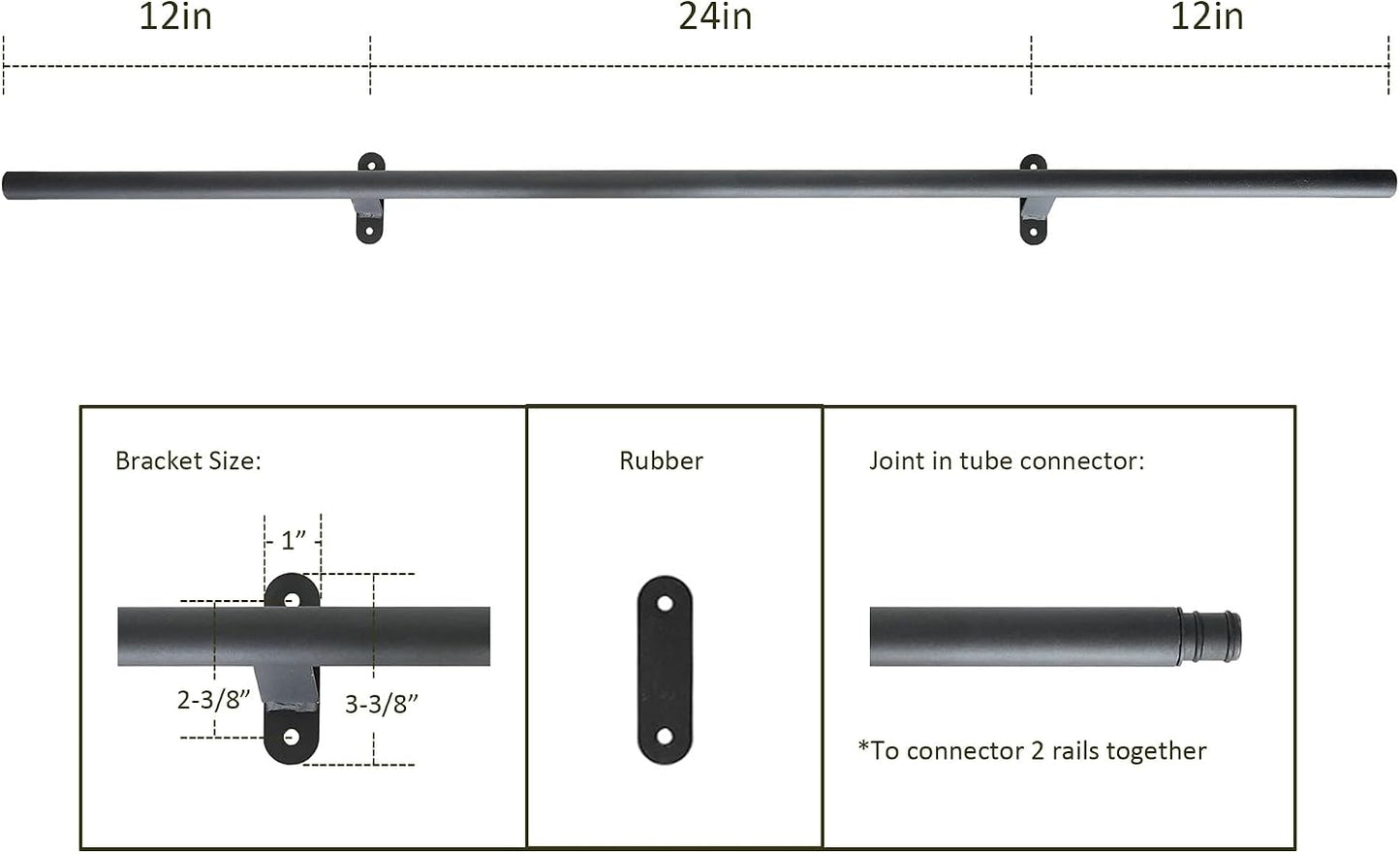 Extensión escalera deslizante 4ft soportes pared negra