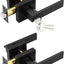 2 Manijas Puerta Entrada Cuadradas con Cerradura Negro Mate