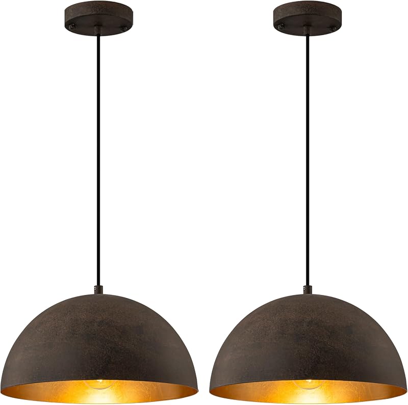 Lámpara colgante industrial 2uds negro veta marrón