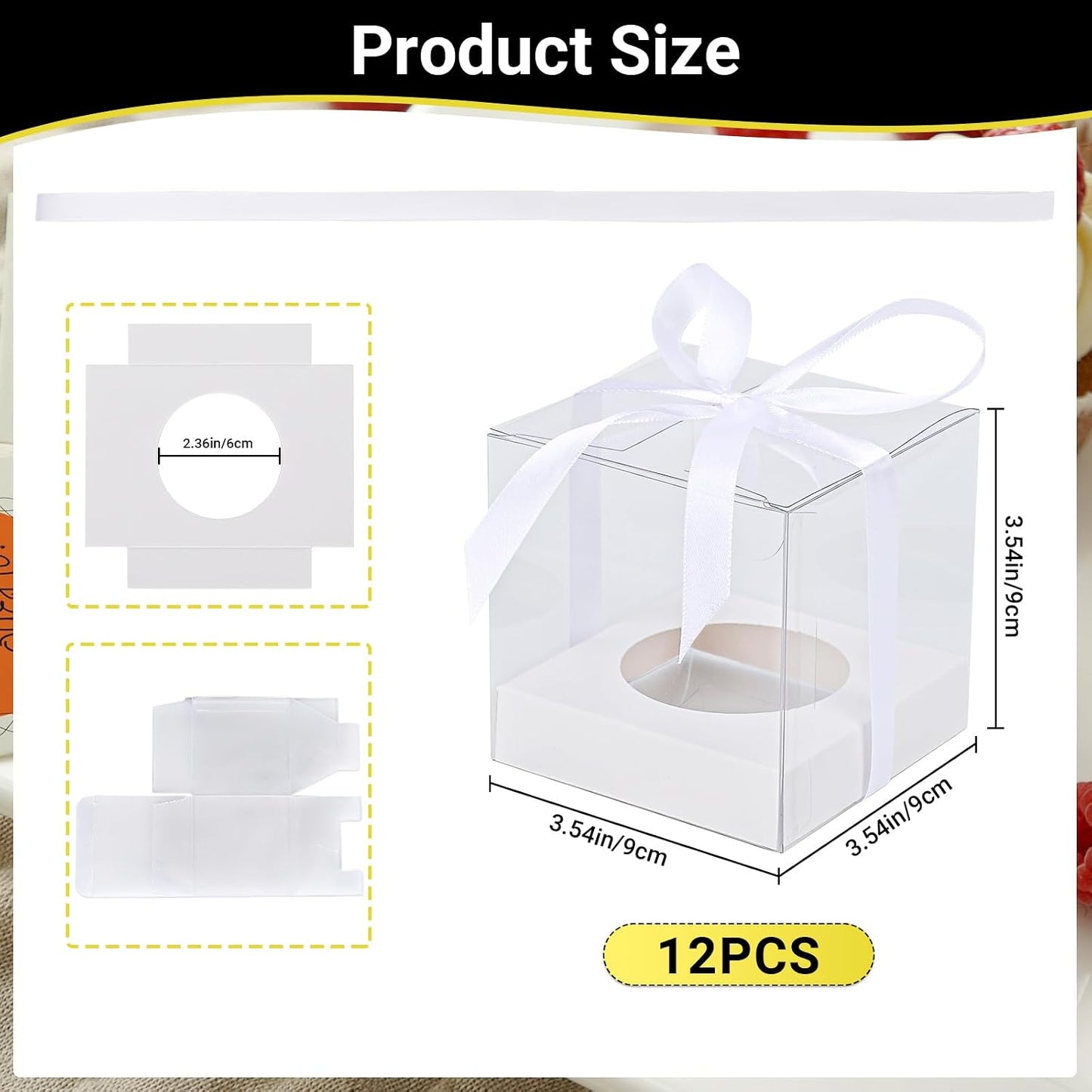 Caja plástico cupcakes 12 pzas transparente 3.5"