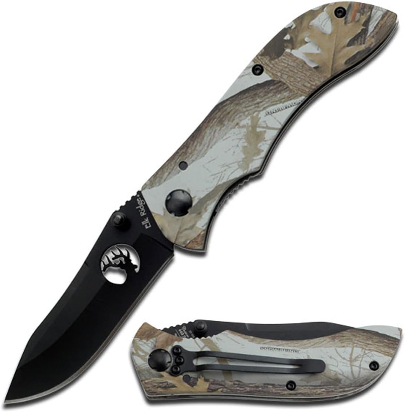 Cuchillo plegable acero inox 3.12" mango aluminio camuflaje