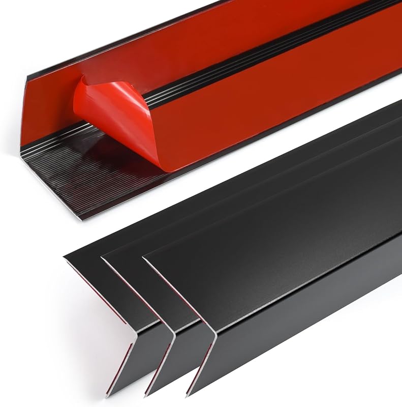 4 Protectores Esquina Metal Negro 45" Autoadhesivos