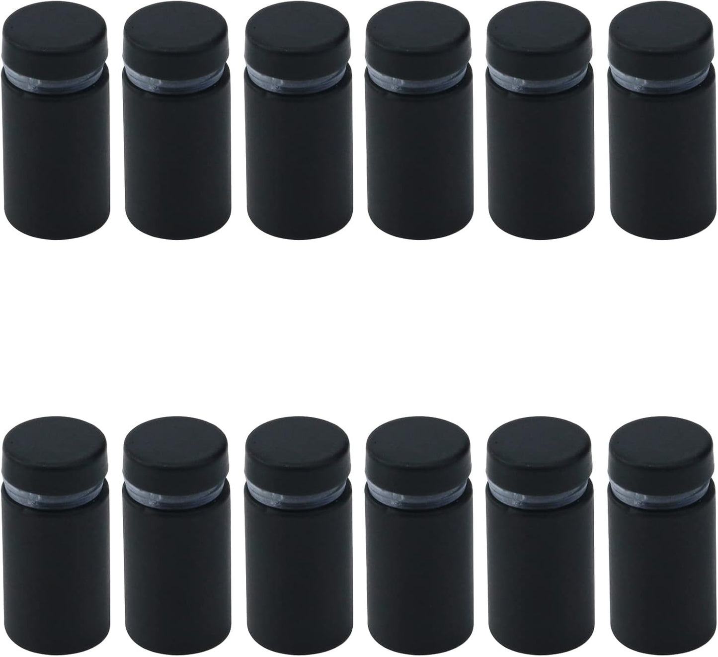 12 Soportes Cristal Pared 5/8x1-1/5 Pulg Negro Mate
