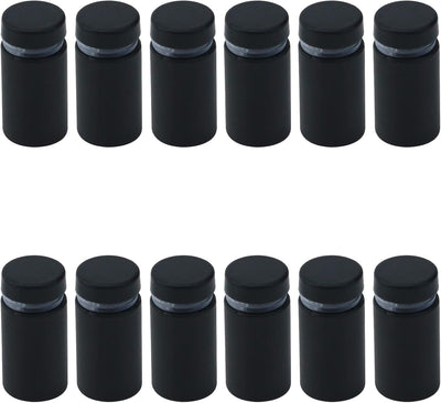 12 Soportes Cristal Pared 5/8x1-1/5 Pulg Negro Mate