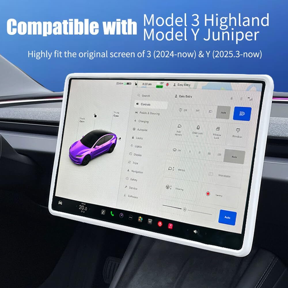 Marcos protectores pantalla y espejo Tesla Model 3 2024 Highland Model Y 2025 Juniper blanco