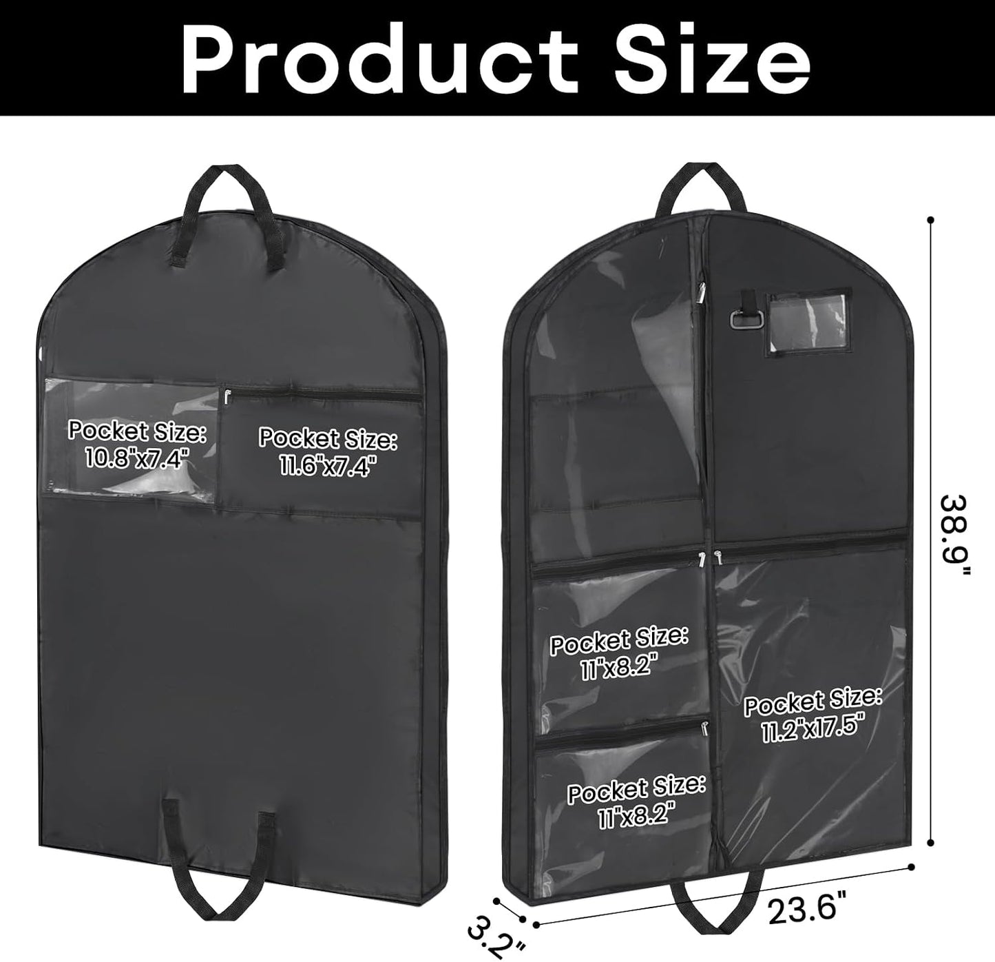 Bolsa ropa baile negra 24x40x3" impermeable para viaje
