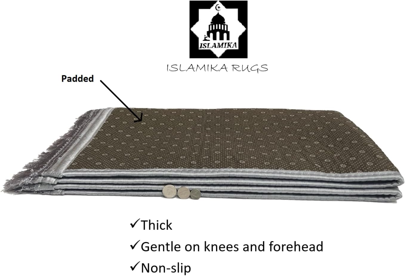 Alfombra oración islámica gruesa suave gris