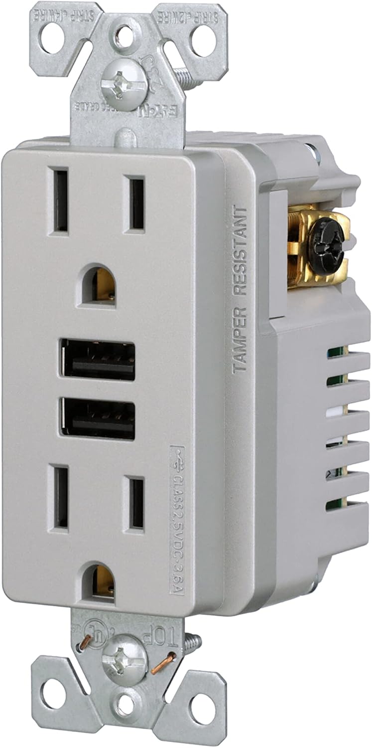 Cargador USB tipo A 3.6A dúplex plateado