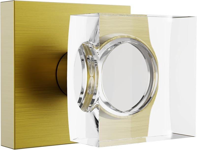Perilla puerta latón antiguo cristal manija cuadrada