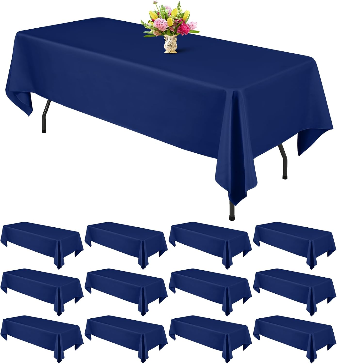 12 Pzas Manteles Azul 60x126pulg Rectangulares