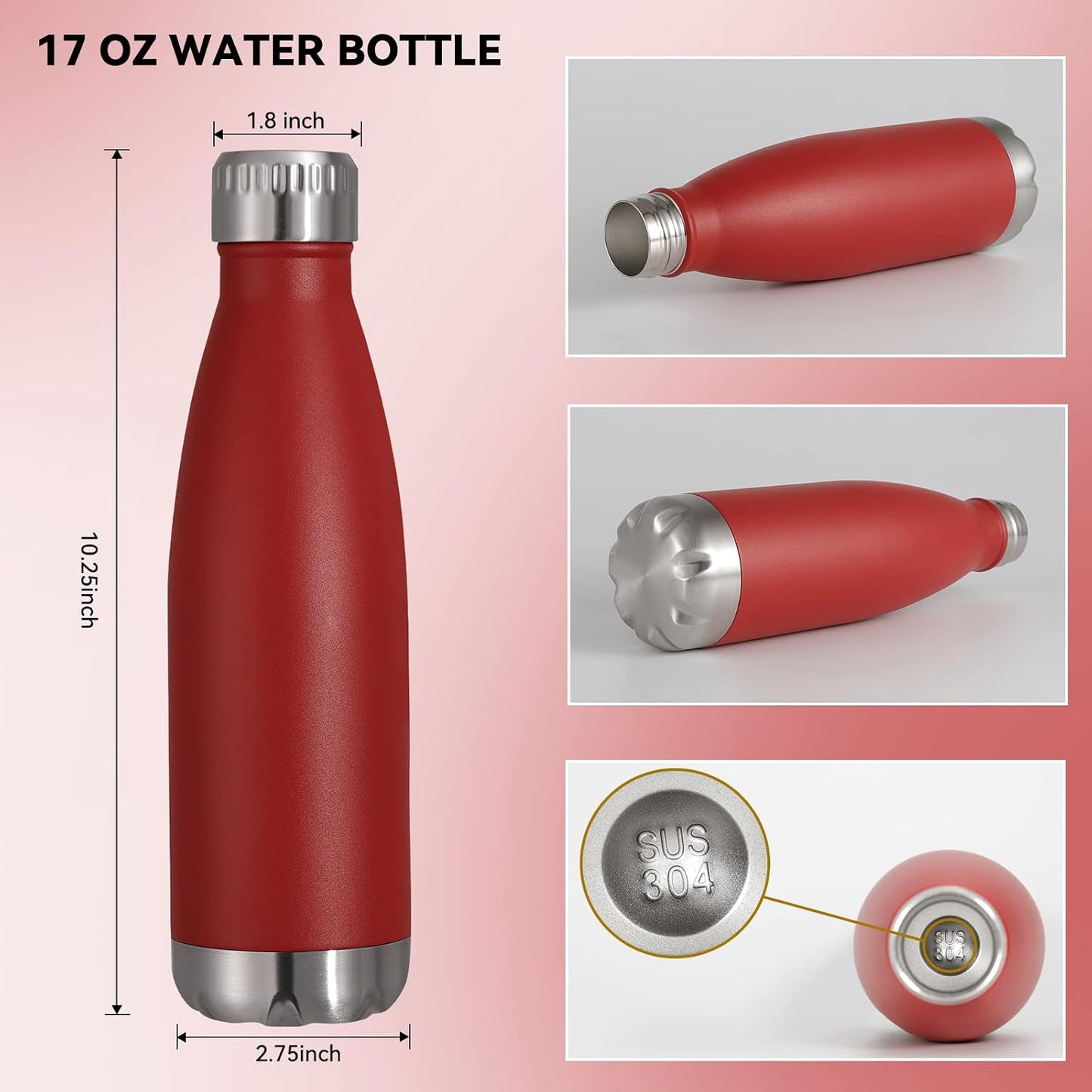 Botella agua acero inox 17oz sin BPA térmica