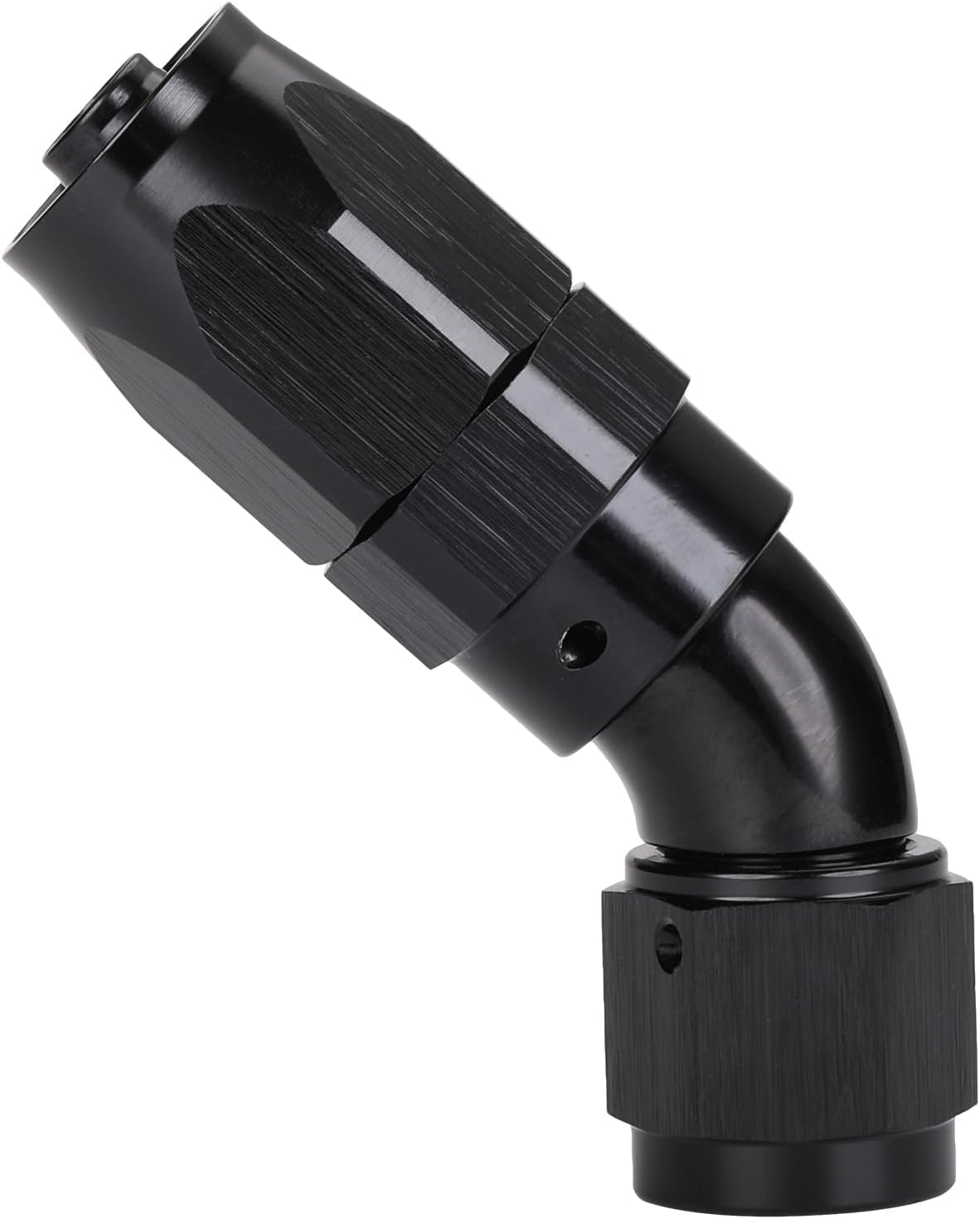 Adaptador flujo completo manguera codo 45grados aluminio