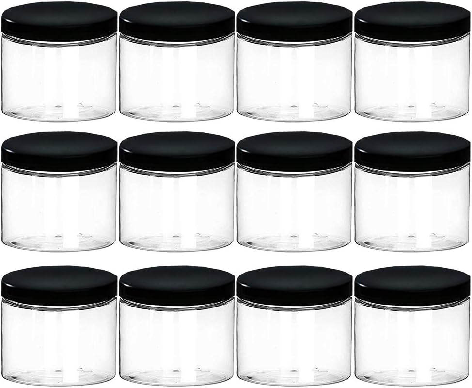 Tarros plástico boca ancha 18.9oz con tapas set 12