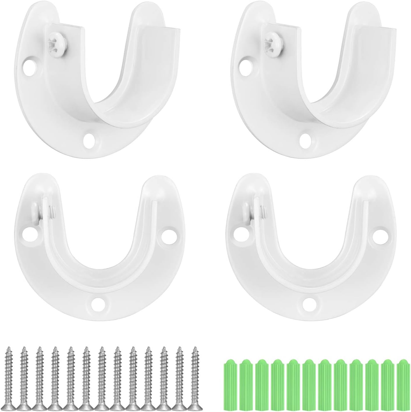 4 Soportes Acero Inox Barra U 1-1/4" Color Blanco