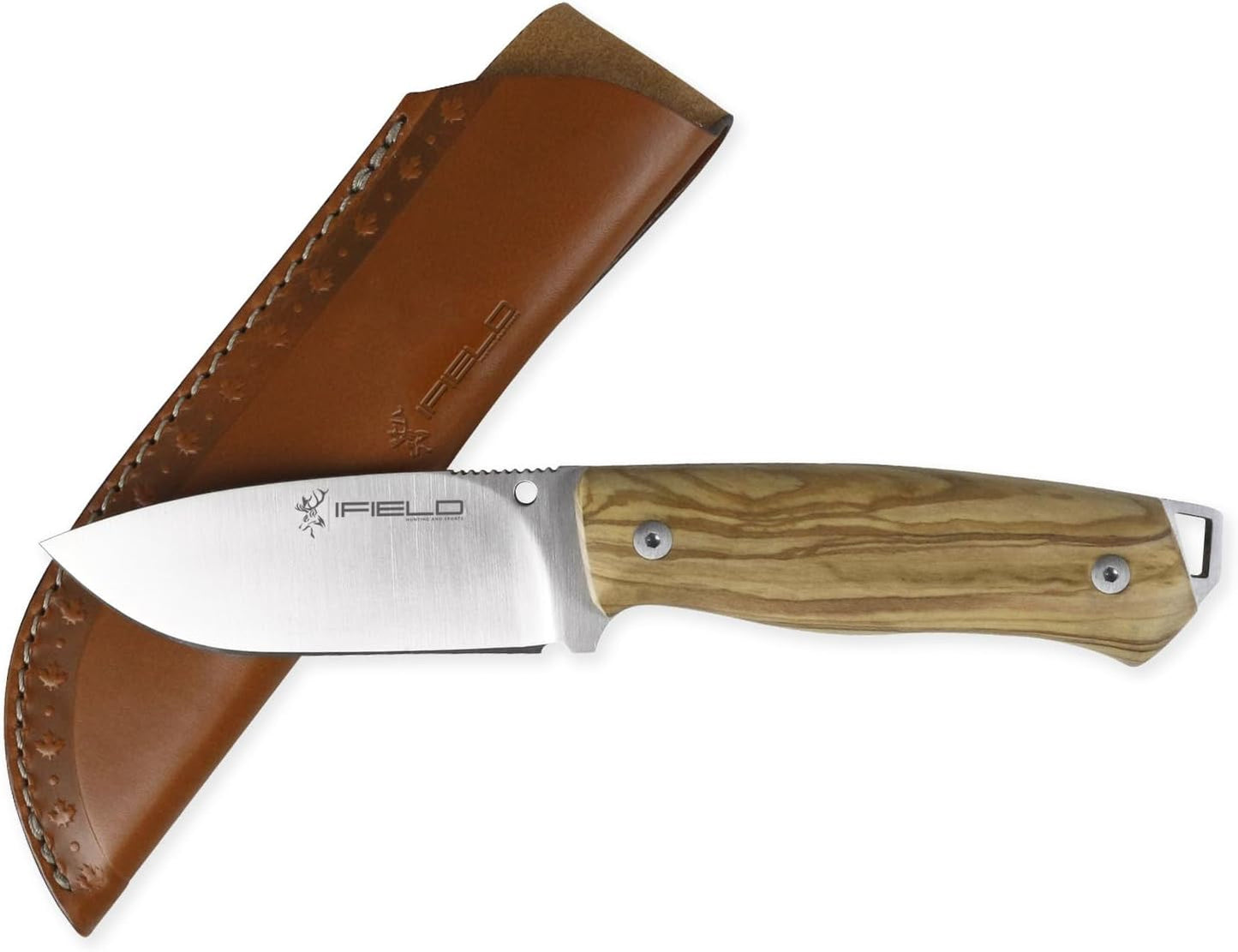 Cuchillo caza workout hoja satén 8.7pulg con funda cuero