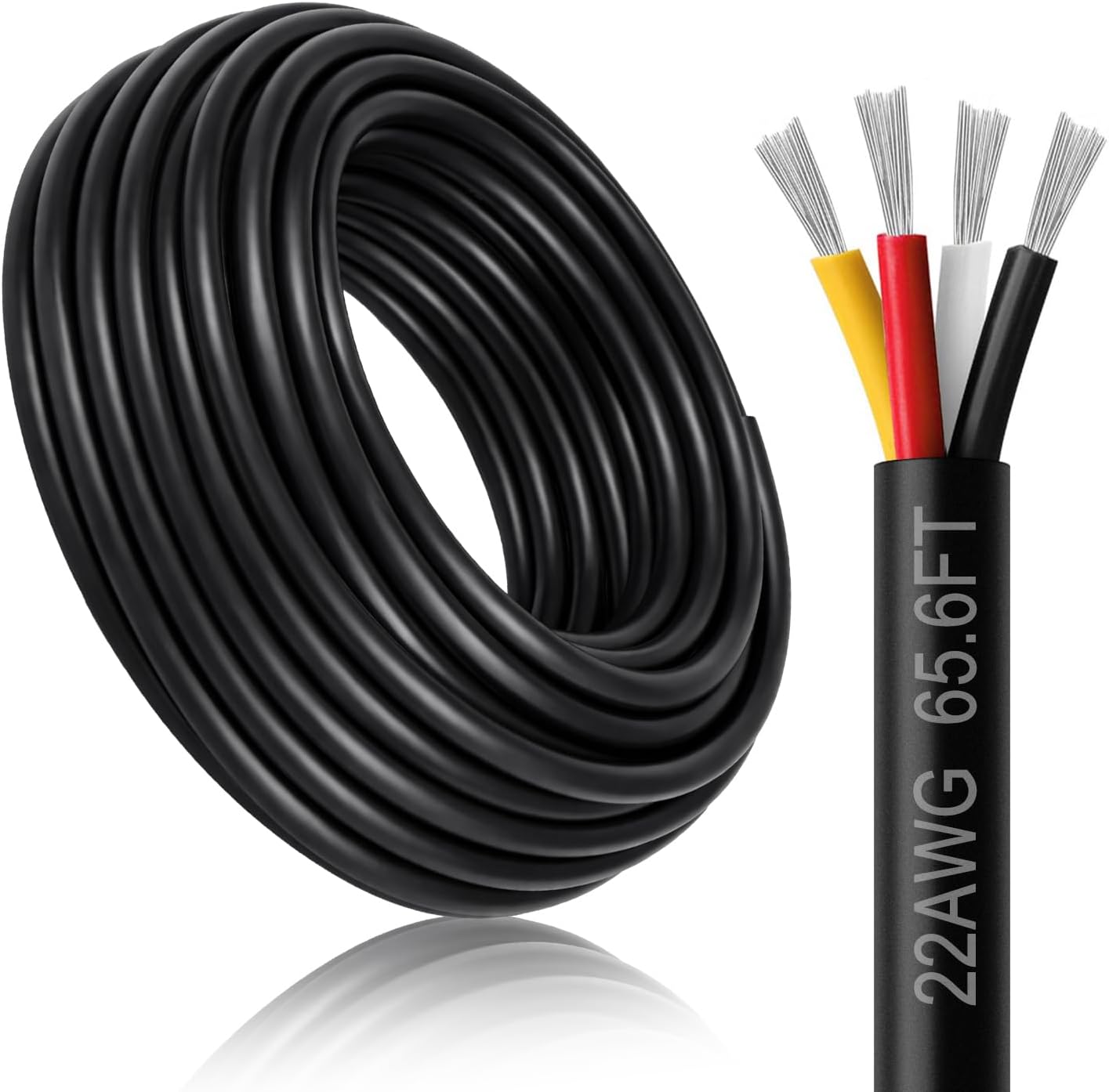 Cable audio PVC negro trenzado 22AWG 4 conductores cobre estañado