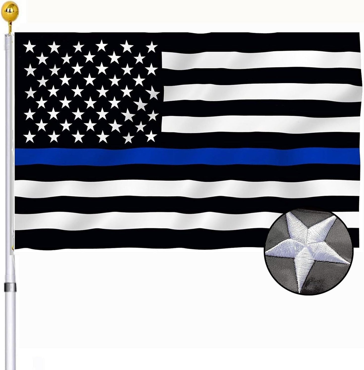 Banderas Blue Lives Matter 3x5" estrellas bordadas