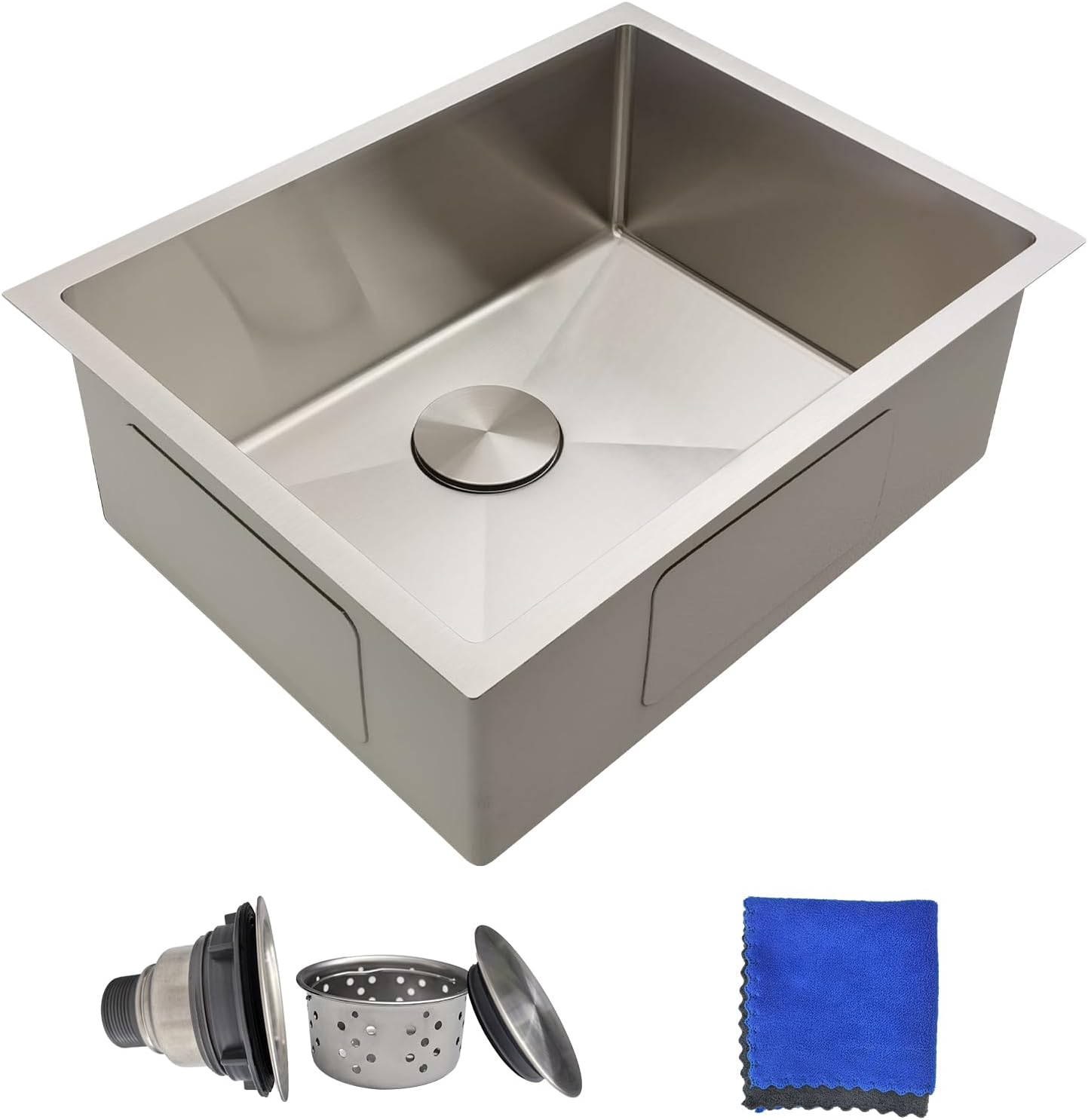 Fregadero cocina acero inox 23pulg tazón único cepillado
