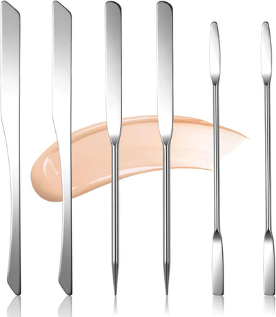 6 Espátulas Acero Inox para Base y Maquillaje