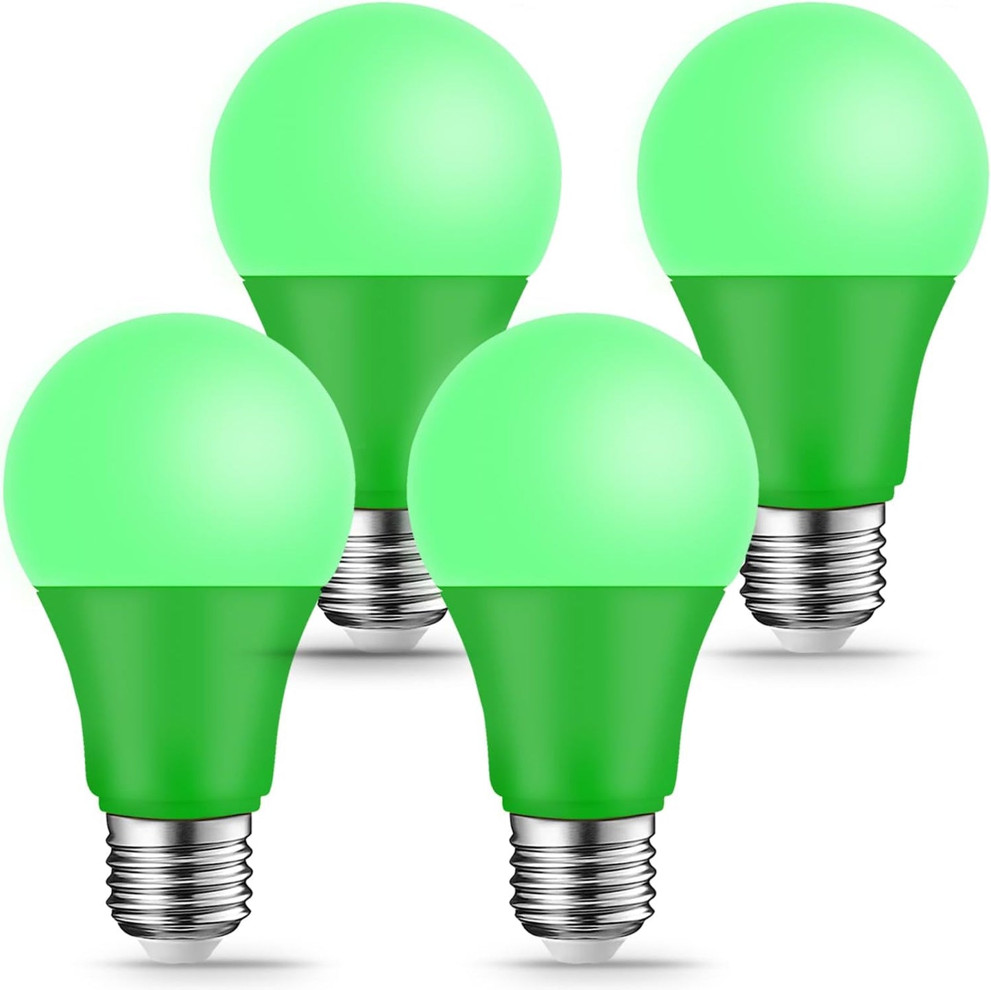 4 Bombillas LED E26 Color Verde 9W para Festivales y Navidad