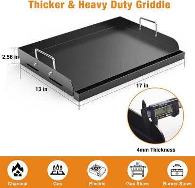 Plancha parrilla gas 17x13pulg asas extraibles antiadherente