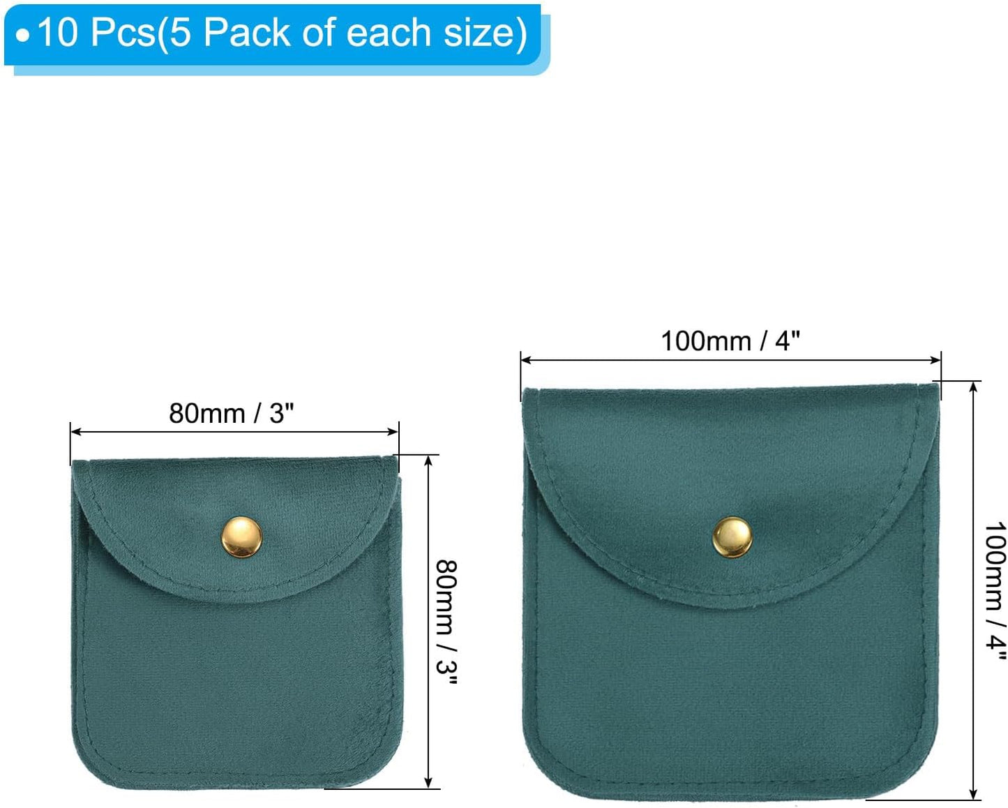 Bolsas terciopelo suave con botón para joyas 10 pzas azul lago