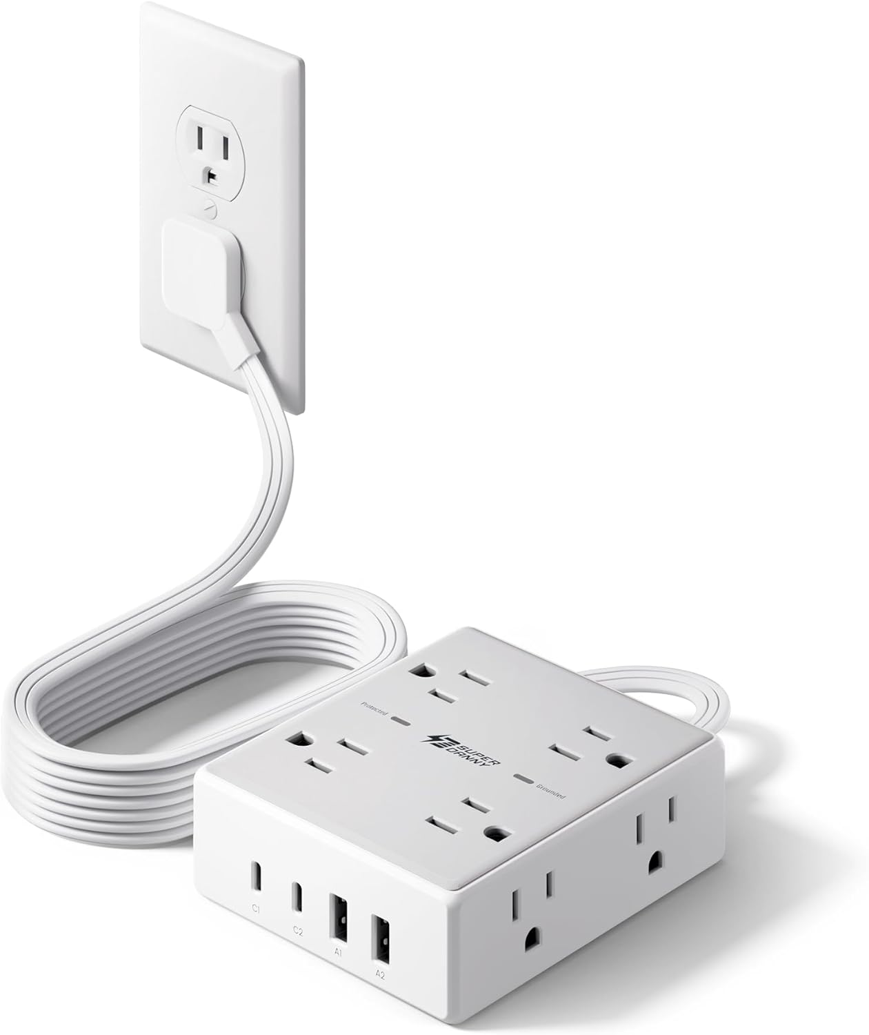 Regleta sobretensión 6ft 4 USB 8 salidas escritorio