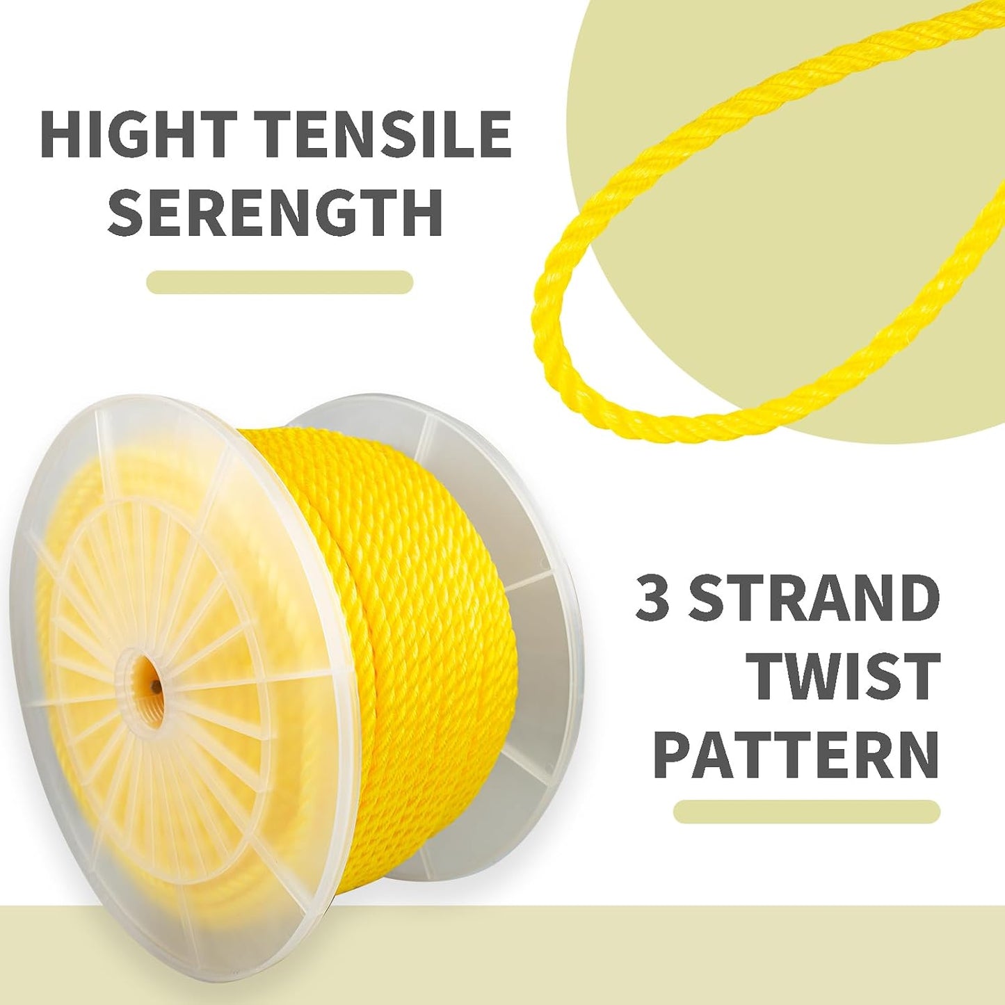 Cuerda trenzada amarilla 3/8pulg x400ft resistente aceite