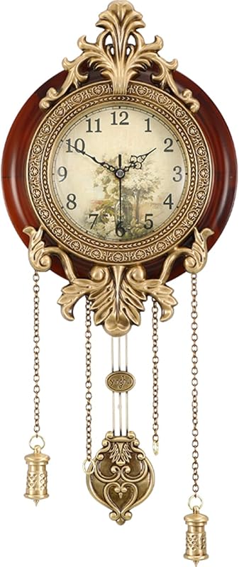 Reloj pared 9pulg estilo retro madera con péndulo