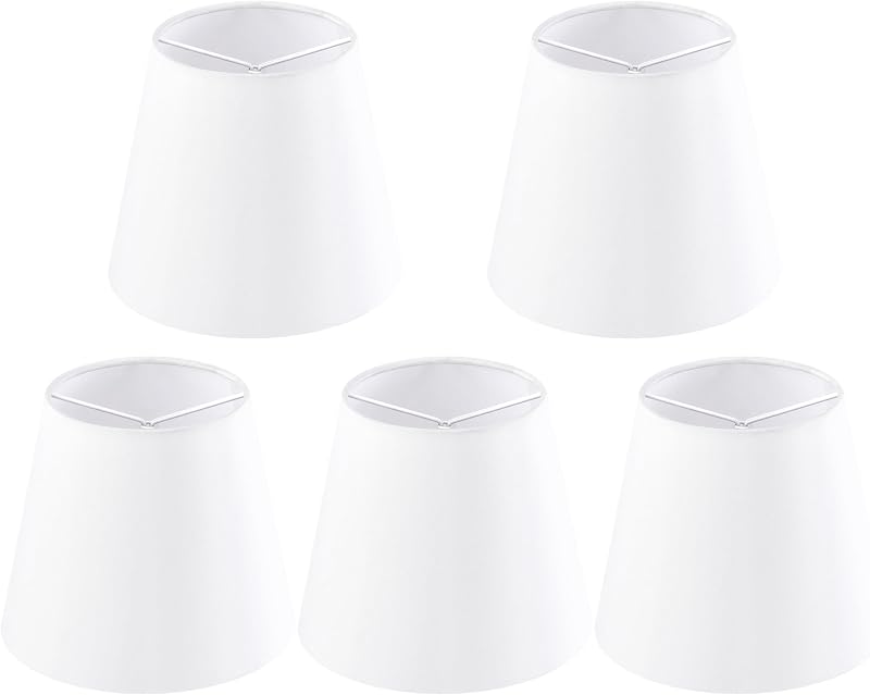 Set 5 pantallas lámpara araña 4x6" blanco seda sintética