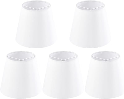 Set 5 pantallas lámpara araña 4x6" blanco seda sintética