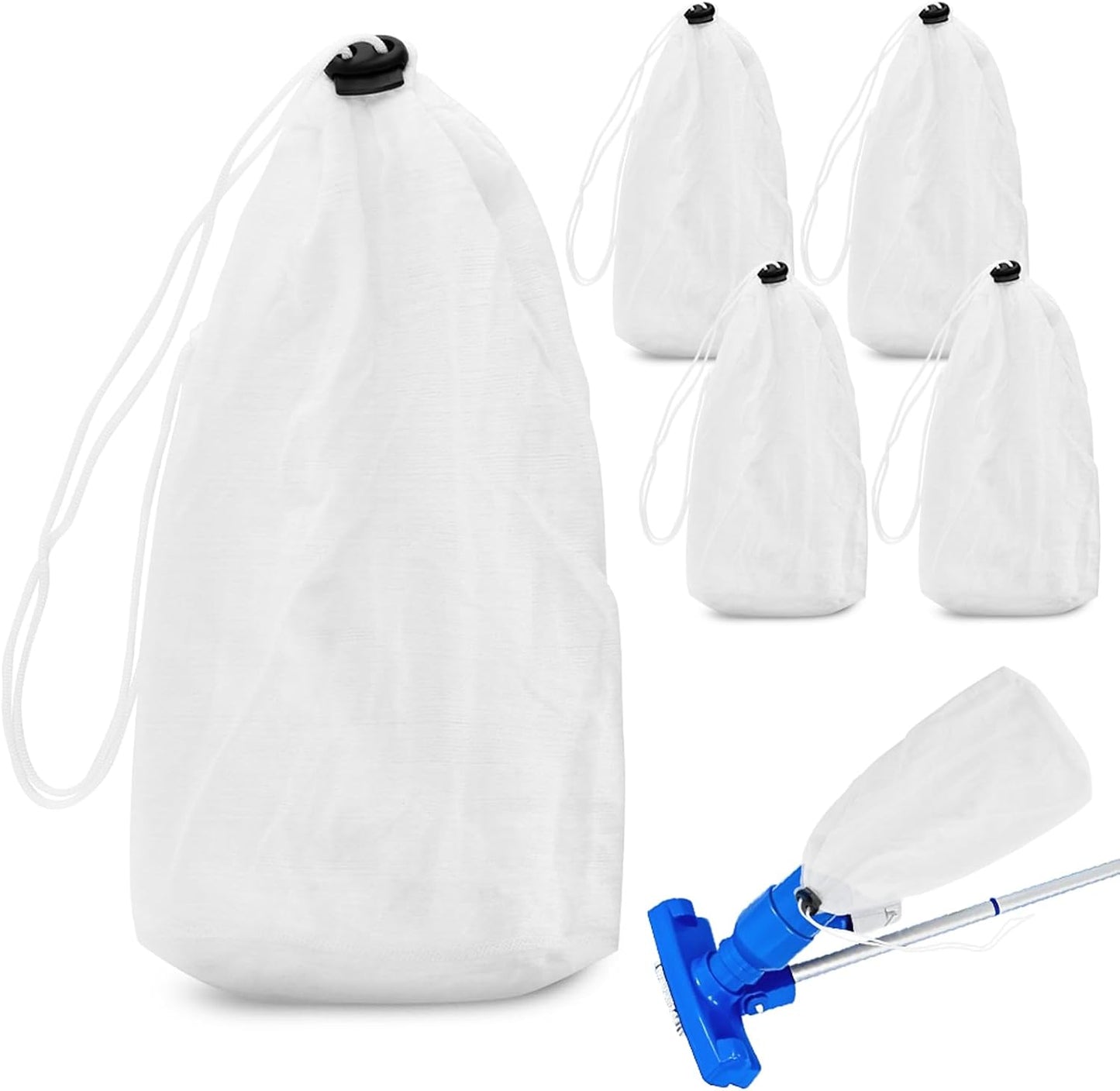 Bolsa malla fina para aspiradora piscina con cordón bloqueo 11.4x