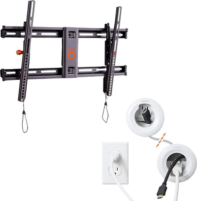 Soporte TV inclinable perfil bajo con kit cables 90pulg