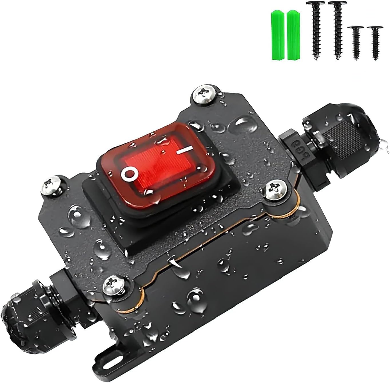 Interruptor IP67 impermeable con botón luz roja AC/DC 20A-125V