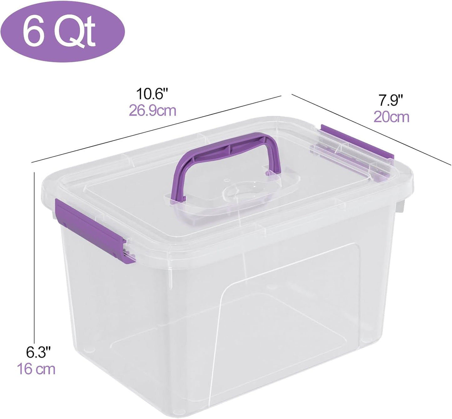 6 Pzas Caja Transparente 6qt con Tapa Asa