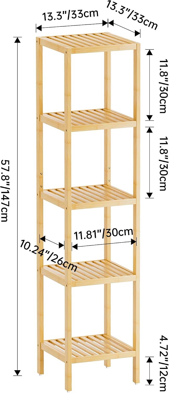 Estante bambú 5 niveles multifuncional baño sala dormitorio