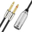Cable micrófono 1/4 pulg a XLR con conector TS chapado oro 3.3 pies