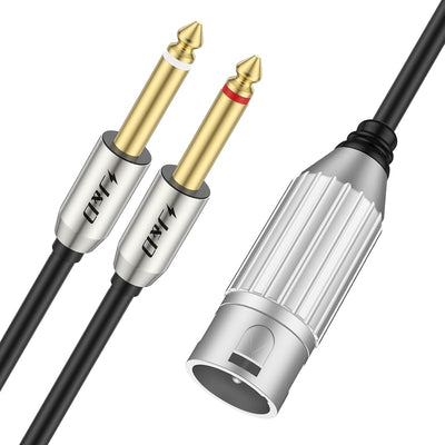 Cable micrófono 1/4 pulg a XLR con conector TS chapado oro 3.3 pies