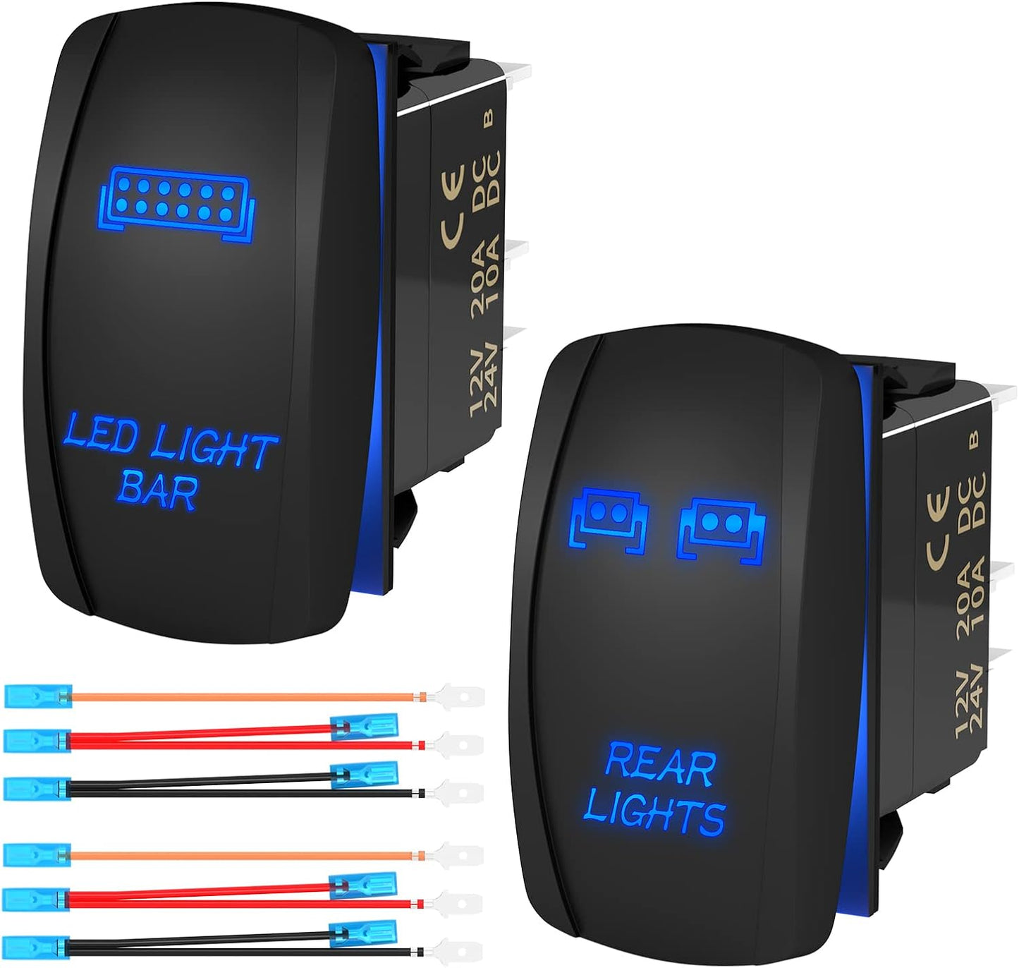 Interruptor LED barra luz palanca trasera 12V impermeable azul