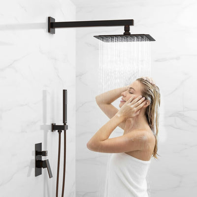 Sistema ducha bronce 10pulg cuadrado con ducha alta
