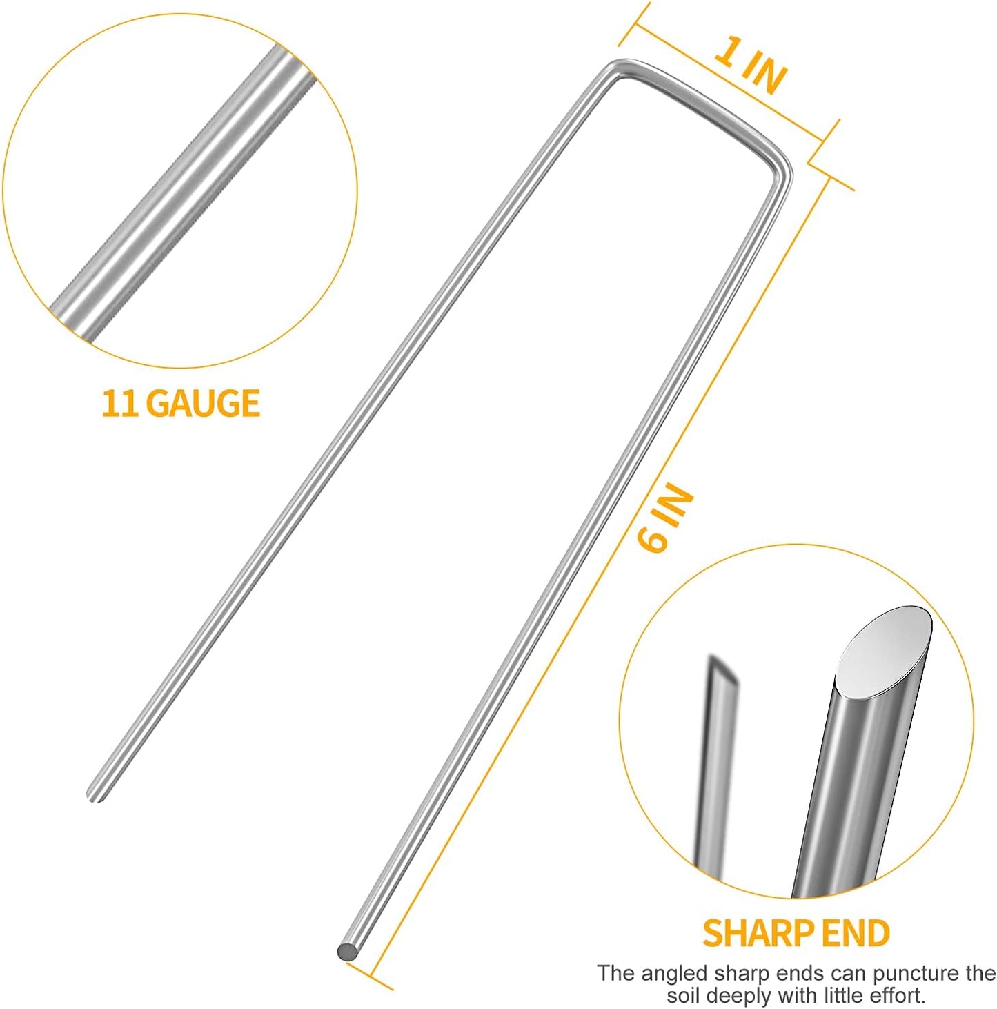 100 Estacas Jardín Galvanizadas 15cm para Valla y Césped